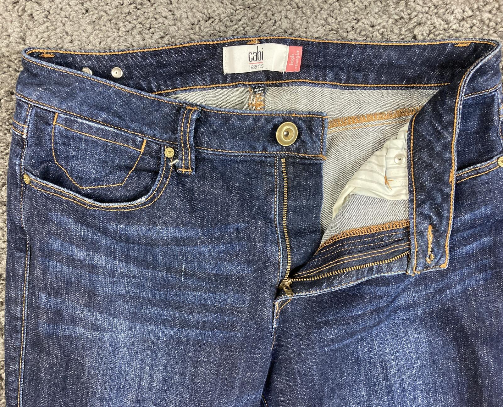 Cabi High Straight Jeans Dark Wash Indigo Blue Stretch Denim Size 10