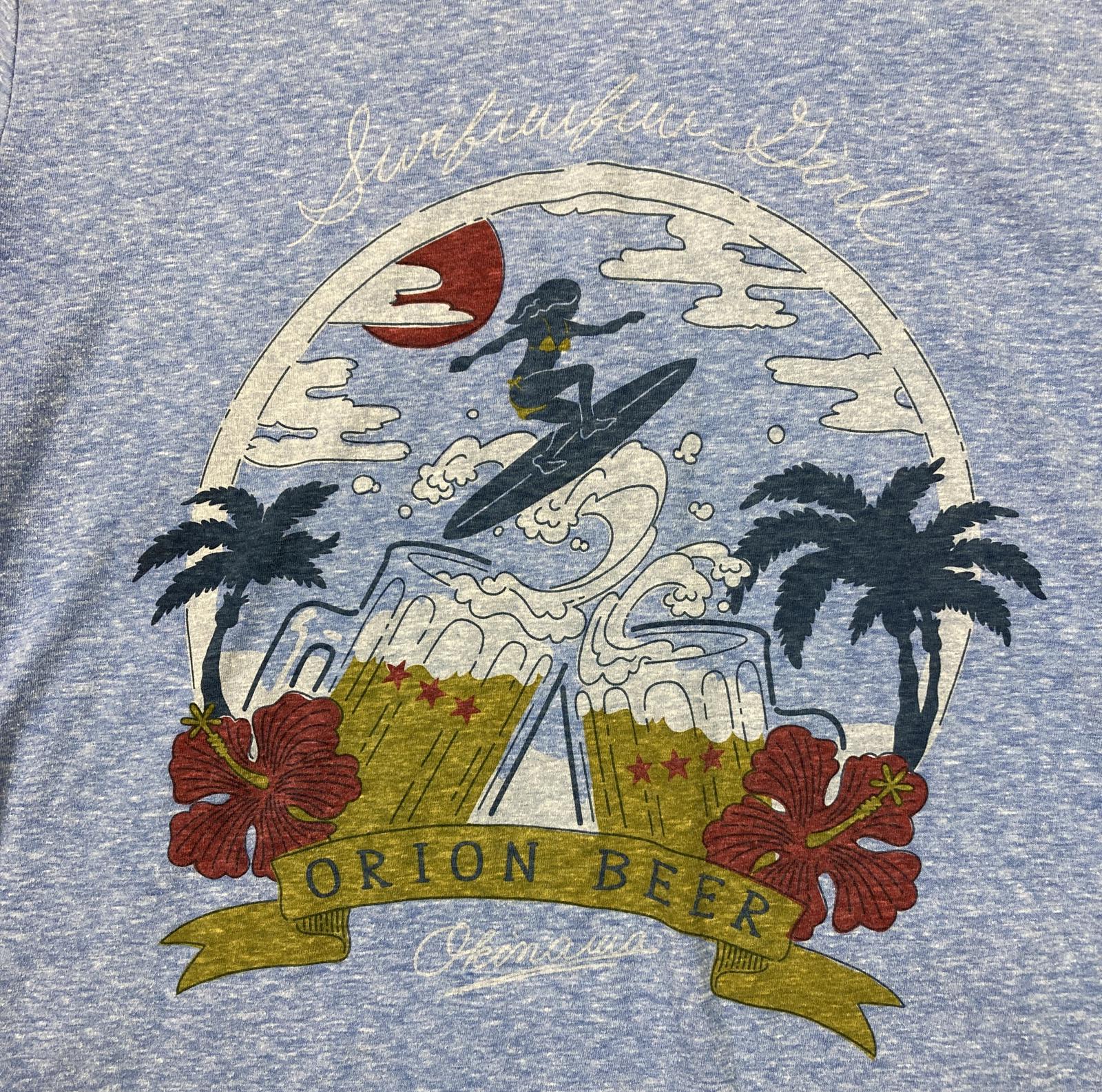 Habu Box Orion Beer Surfer Graphic Tee Heather Blue Size LL Japan Men’s