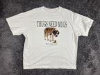Santo Studio Thugs Need Mugs T-Shirt Men's Cream Dog Graphic Sz Large