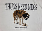 Santo Studio Thugs Need Mugs T-Shirt Men's Cream Dog Graphic Sz Large