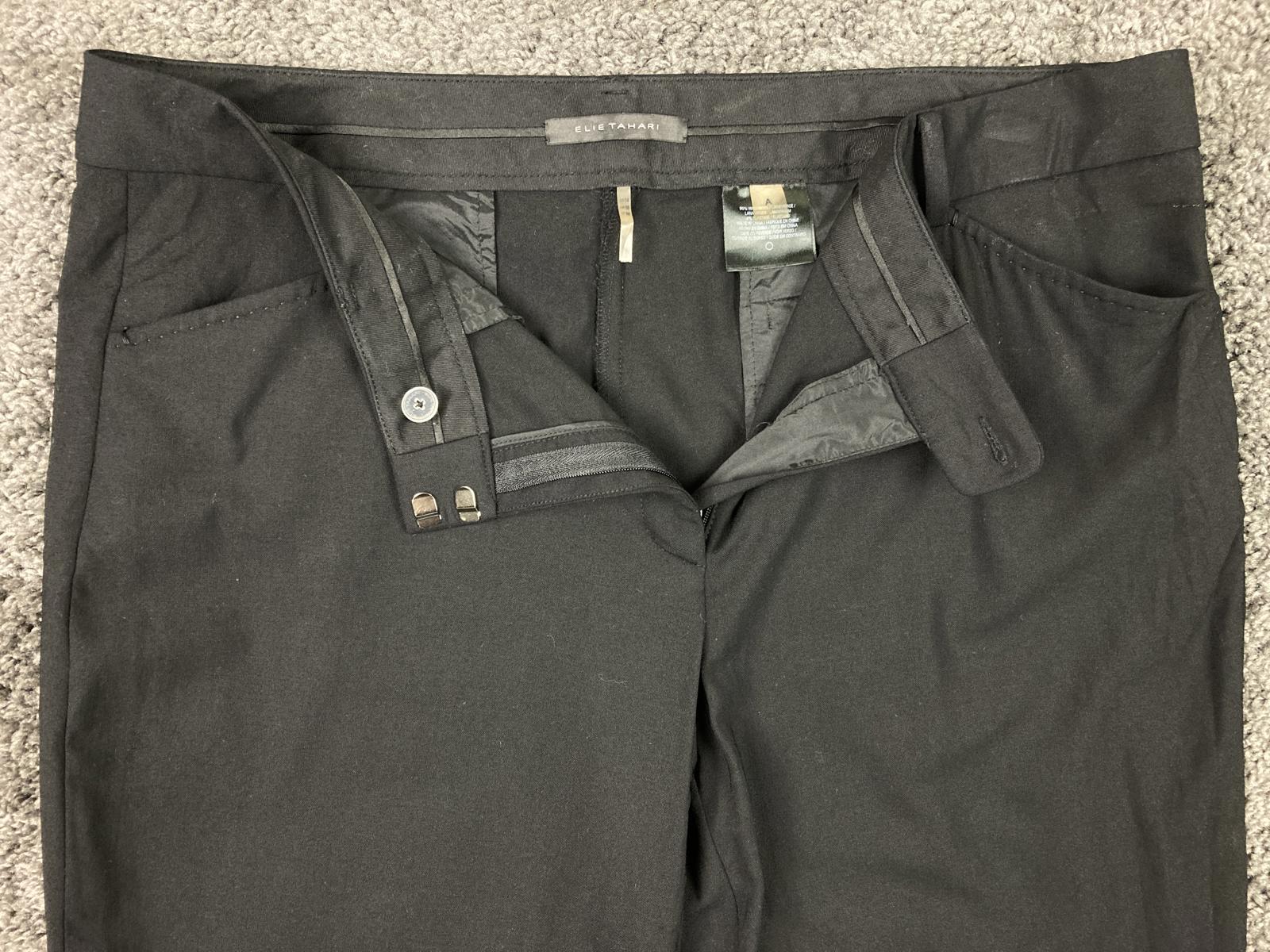 Elie Tahari Womens Virgin Wool Blend Flare Black Dress Pants Trousers Sz 14