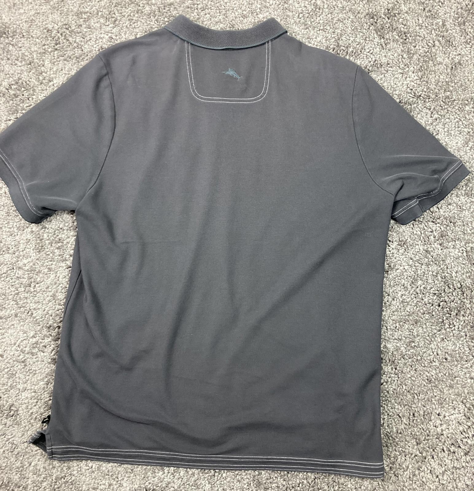 Tommy Bahama Mens XL Trim Fit Islandzone Polo Shirt Martini Cocktail Logo Black