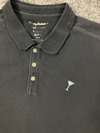 Tommy Bahama Mens XL Trim Fit Islandzone Polo Shirt Martini Cocktail Logo Black