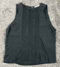 Alice + Olivia 100% Silk Black Sleeveless Top Blouse Keyhole Back Pintuck Size S