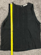 Alice + Olivia 100% Silk Black Sleeveless Top Blouse Keyhole Back Pintuck Size S