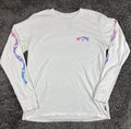 Billabong Mens Arch Link Premium Long Sleeve T-Shirt M White Pink Blue Graphic