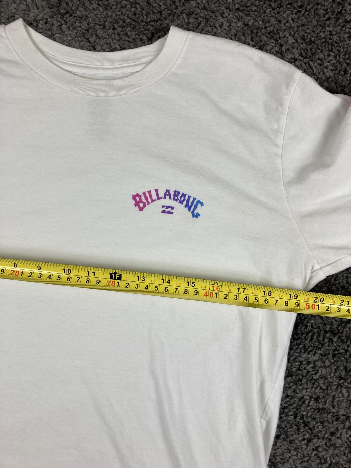 Billabong Mens Arch Link Premium Long Sleeve T-Shirt M White Pink Blue Graphic