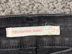 Levi's 721 High Rise Skinny Jeans Black Stretch Womens Size 29x30