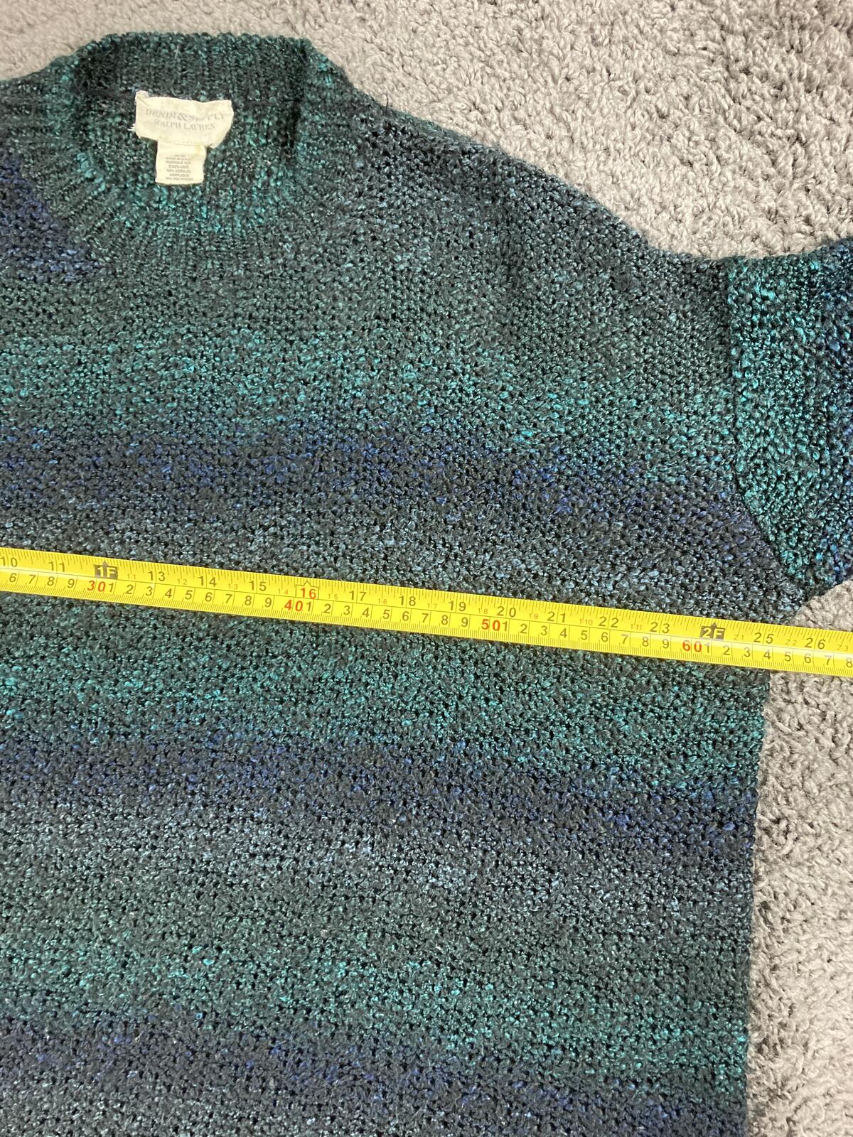 Denim & Supply Ralph Lauren Sweater Women Teal Blue Ombre Chunky Knit USA Sz M