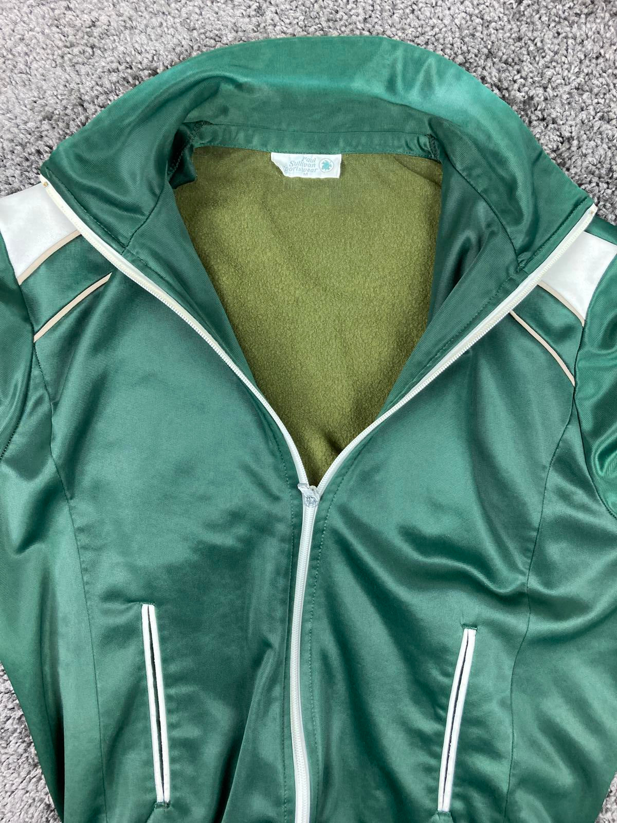 Vintage Paul Sullivan Sportswear Green Track Jacket Full Zip Mens Size Medium
