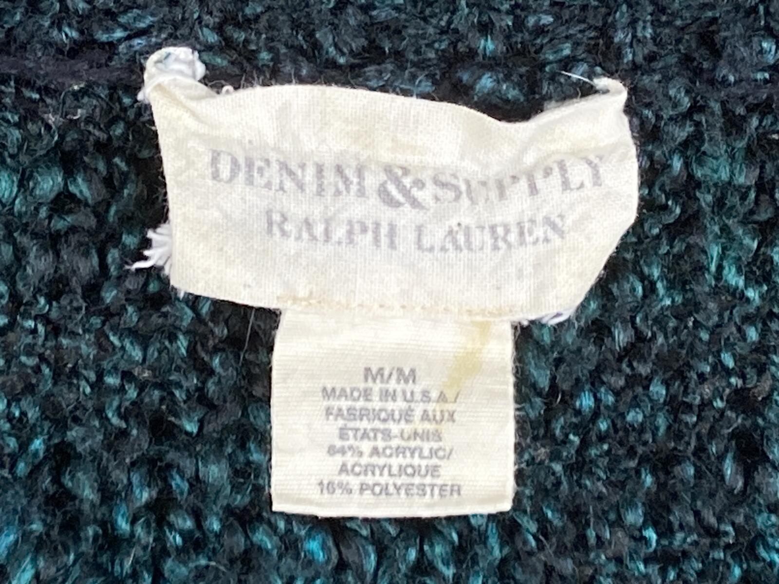 Denim & Supply Ralph Lauren Sweater Women Teal Blue Ombre Chunky Knit USA Sz M