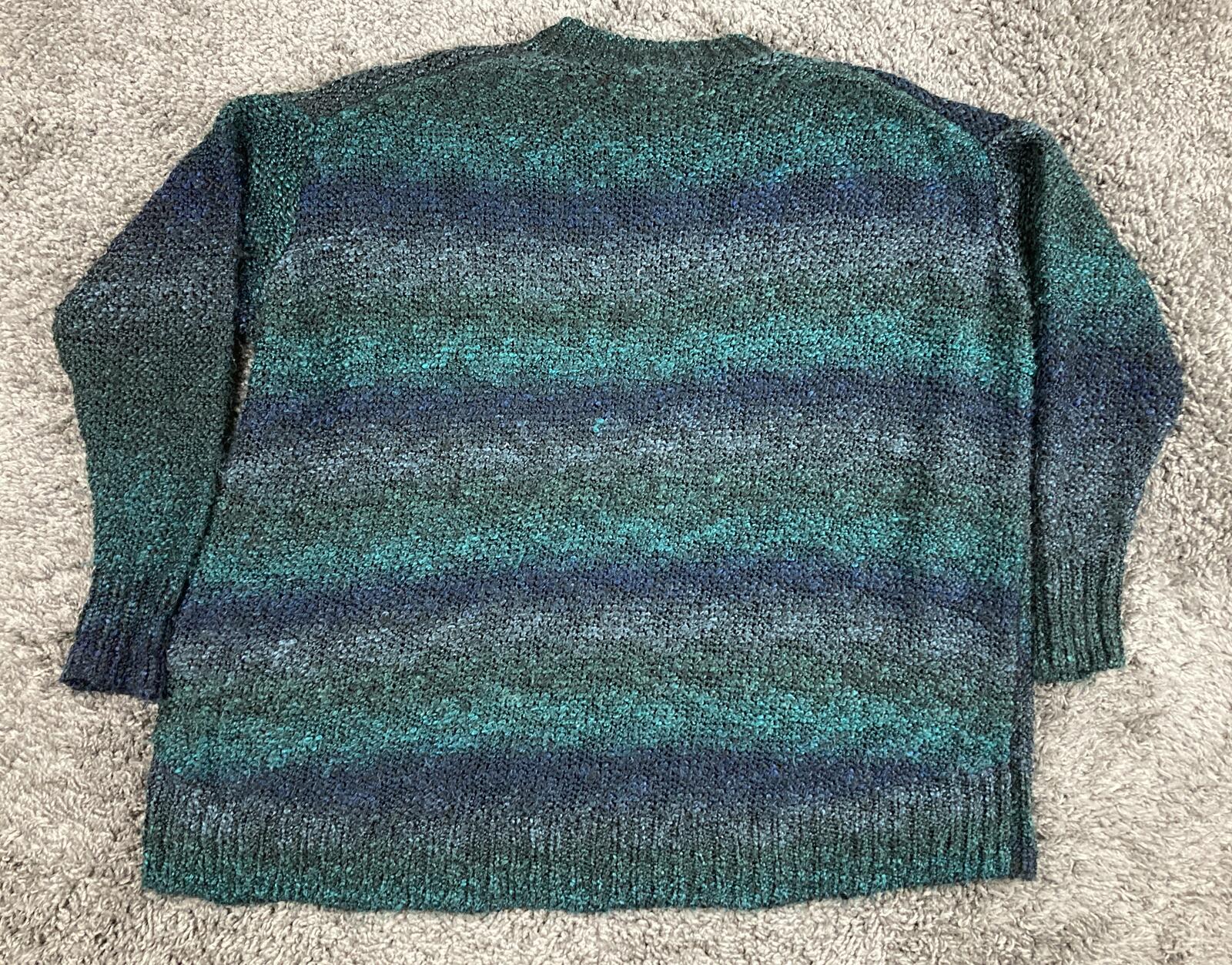 Denim & Supply Ralph Lauren Sweater Women Teal Blue Ombre Chunky Knit USA Sz M