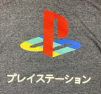 Sony PlayStation Logo Katakana Japanese Text Graphic Gray Men's L T-Shirt