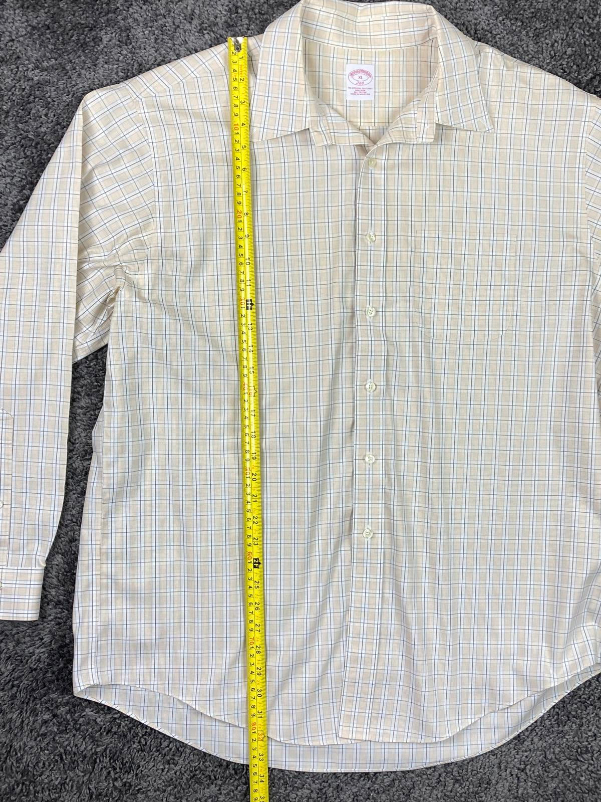 Brooks Brothers 346 Plaid Dress Shirt Beige Blue White Non Iron Sz XL