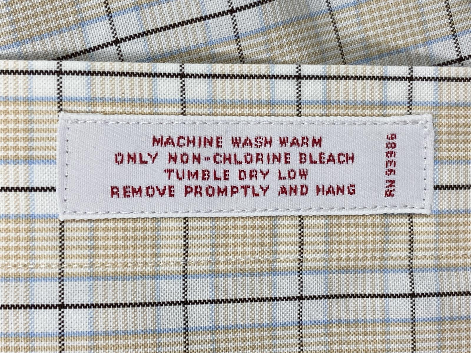 Brooks Brothers 346 Plaid Dress Shirt Beige Blue White Non Iron Sz XL