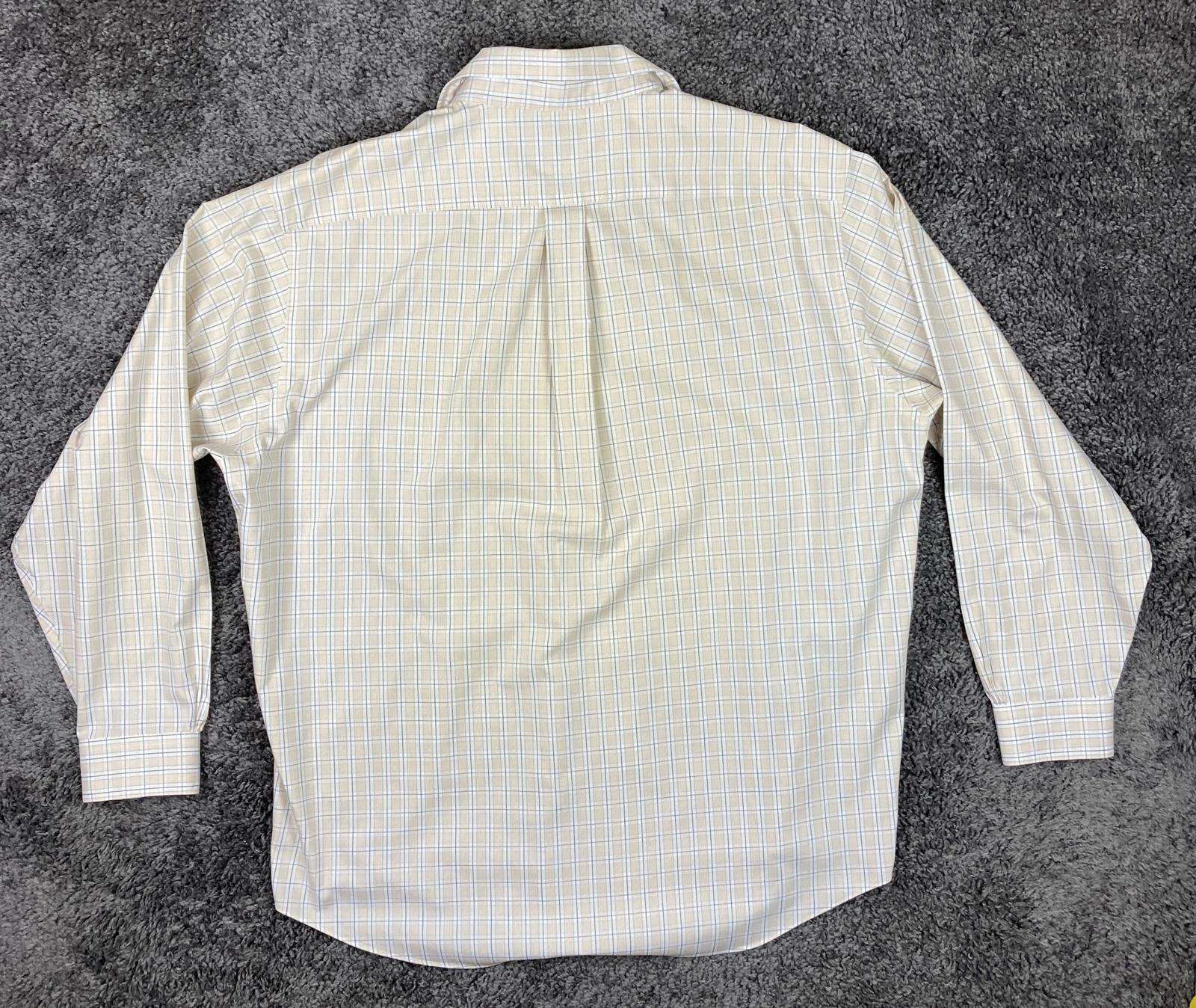 Brooks Brothers 346 Plaid Dress Shirt Beige Blue White Non Iron Sz XL