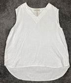 Crown Linen Designs 100% Linen White Sleeveless V-neck Tunic Top XL