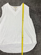 Crown Linen Designs 100% Linen White Sleeveless V-neck Tunic Top XL