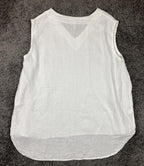 Crown Linen Designs 100% Linen White Sleeveless V-neck Tunic Top XL