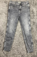 Madewell 10" High-Rise Skinny Crop Jeans Women’s Sz 28 Black Gray Raw Hem