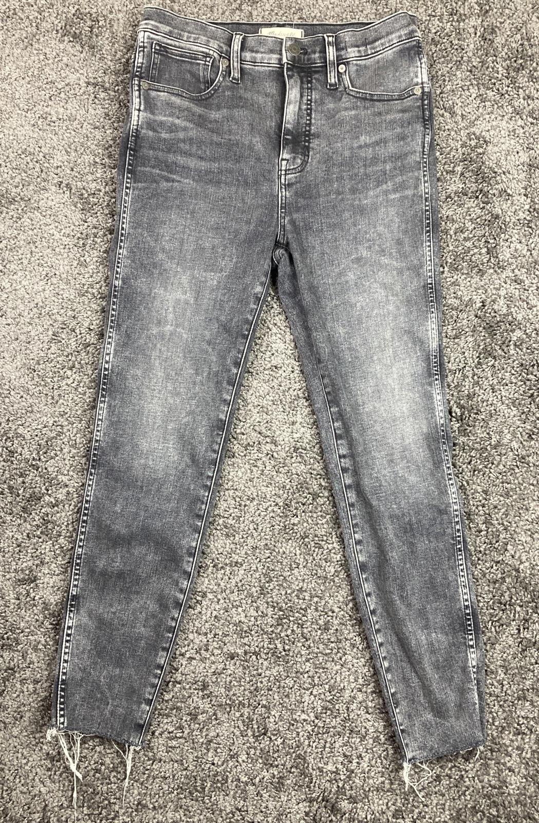Madewell 10" High-Rise Skinny Crop Jeans Women’s Sz 28 Black Gray Raw Hem