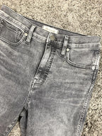 Madewell 10" High-Rise Skinny Crop Jeans Women’s Sz 28 Black Gray Raw Hem