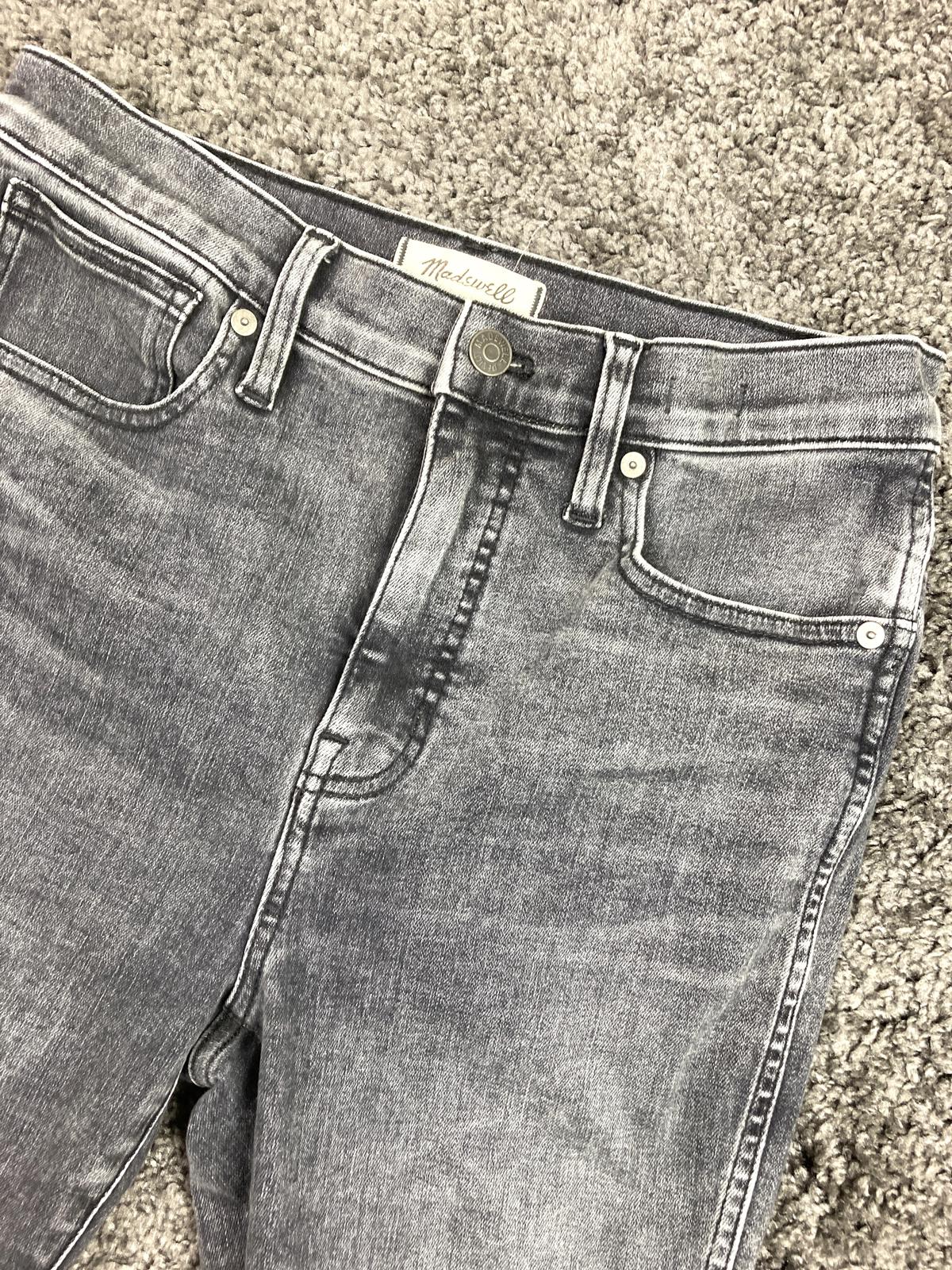 Madewell 10" High-Rise Skinny Crop Jeans Women’s Sz 28 Black Gray Raw Hem