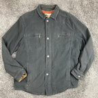 Tommy Bahama Jacket Men's Black Cotton Zip Snap Utility Field Coat Sz Large