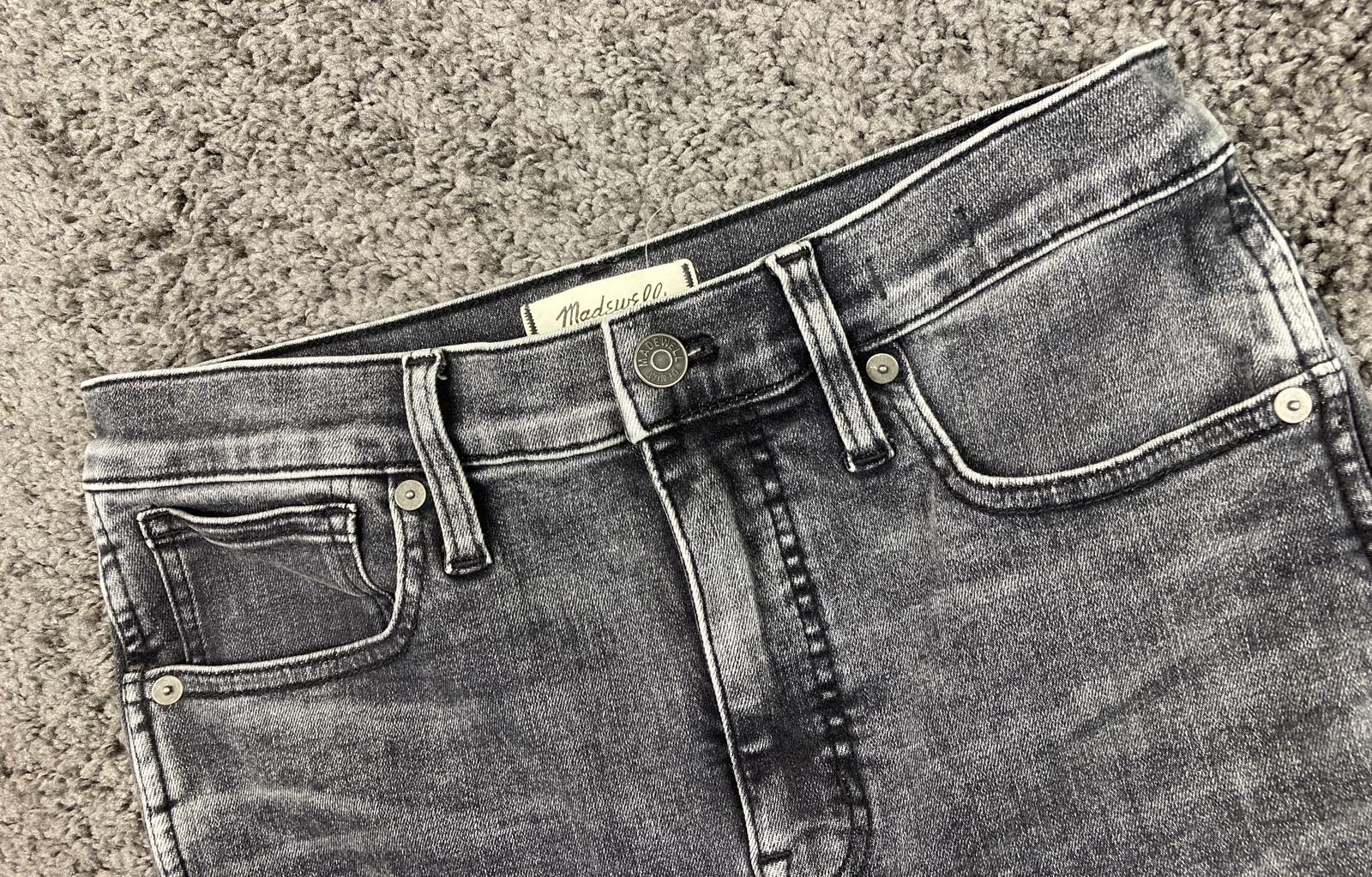 Madewell 10" High-Rise Skinny Crop Jeans Women’s Sz 28 Black Gray Raw Hem