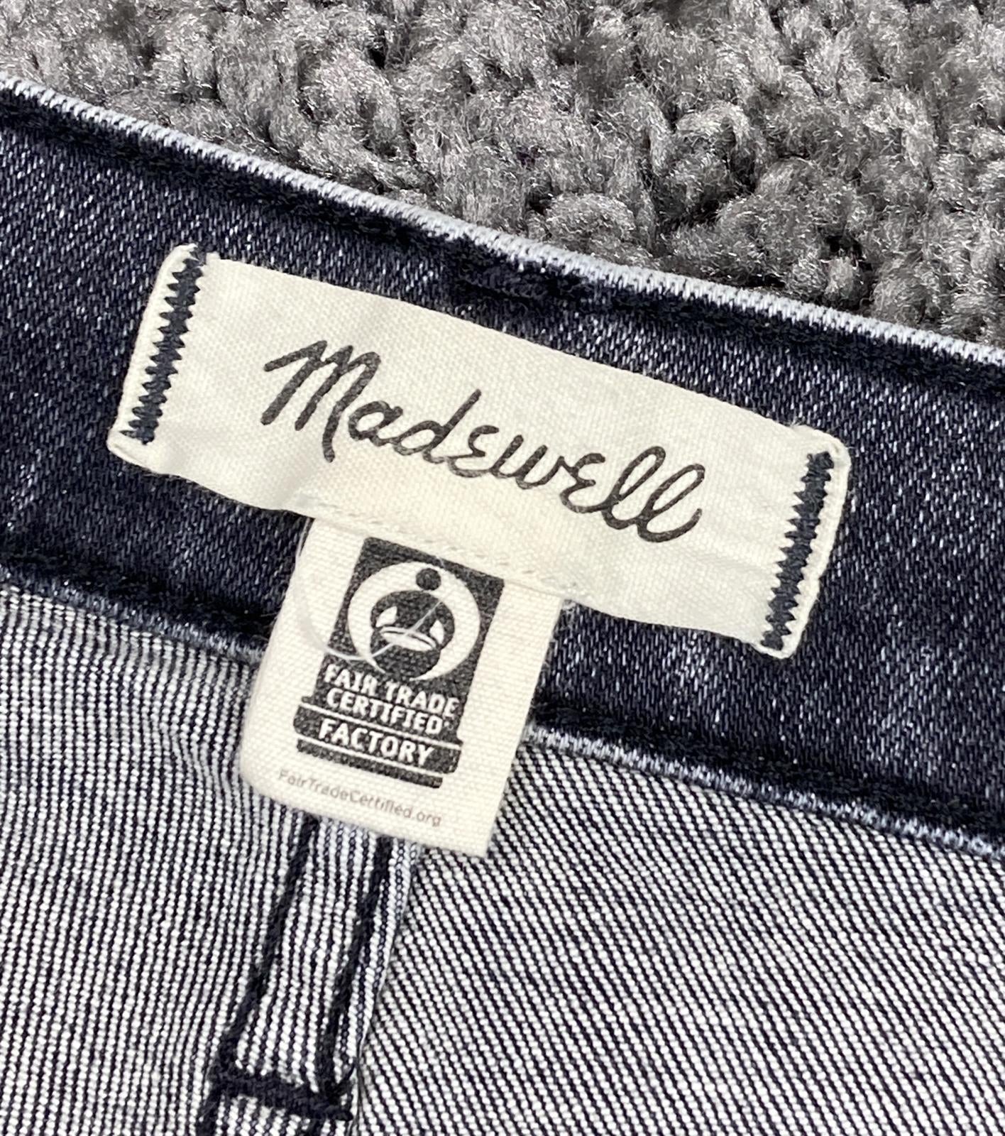 Madewell 10" High-Rise Skinny Crop Jeans Women’s Sz 28 Black Gray Raw Hem