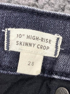 Madewell 10" High-Rise Skinny Crop Jeans Women’s Sz 28 Black Gray Raw Hem