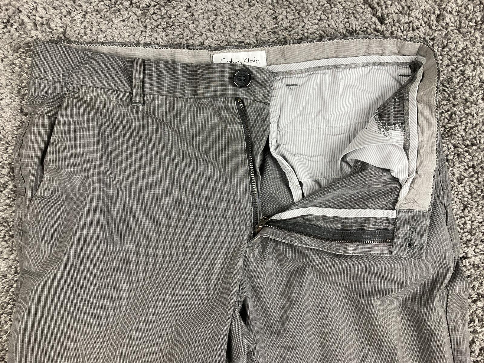 Calvin Klein Mens Gray Textured Chino Pants 100% Cotton Straight Leg 31x32
