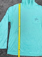 Guy Harvey Keys Slam Scribble Fish Hoodie Long Sleeve Pocket T-Shirt Aqua Sz M