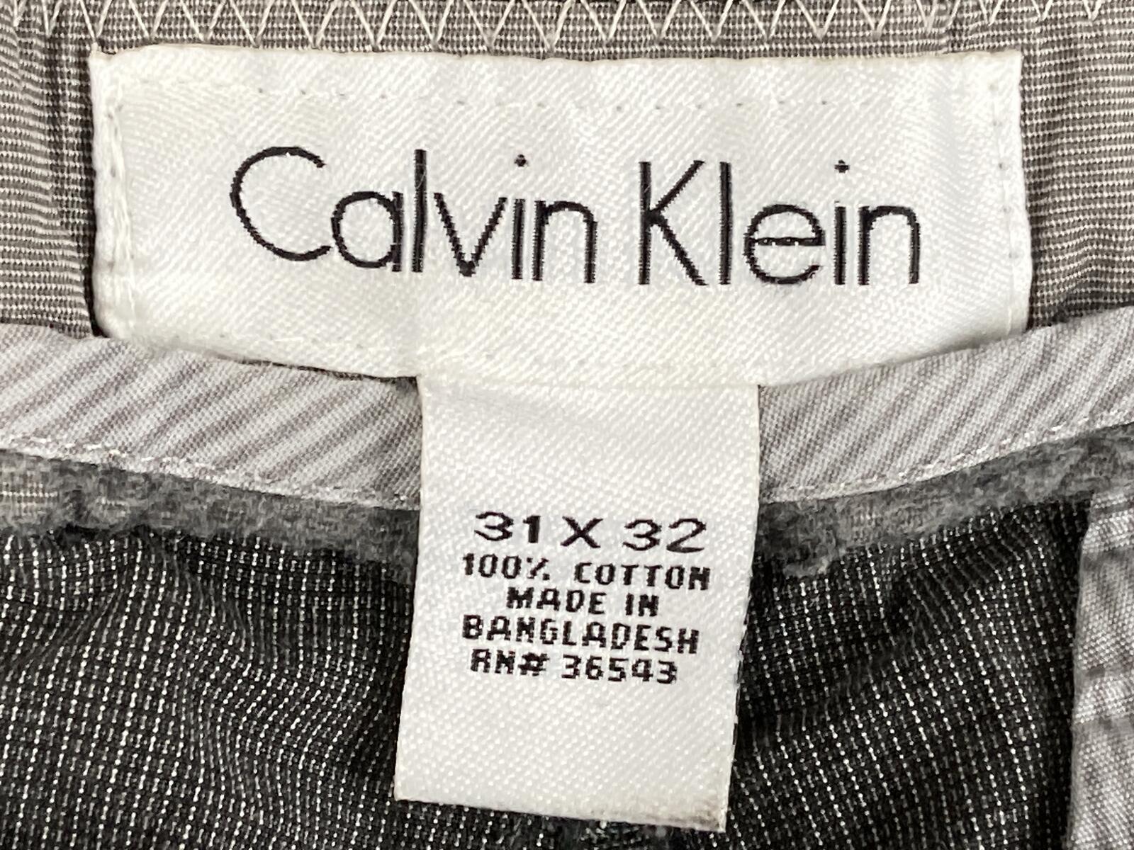 Calvin Klein Mens Gray Textured Chino Pants 100% Cotton Straight Leg 31x32
