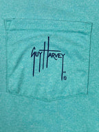 Guy Harvey Keys Slam Scribble Fish Hoodie Long Sleeve Pocket T-Shirt Aqua Sz M