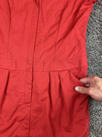 Lafayette 148 New York Red High Neck Zip Front Pocket Sheath Dress Cotton Sz 8