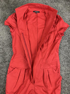 Lafayette 148 New York Red High Neck Zip Front Pocket Sheath Dress Cotton Sz 8