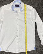 Martin Gordon Dress Shirt Men's White Checkered Collar Men’s Size L