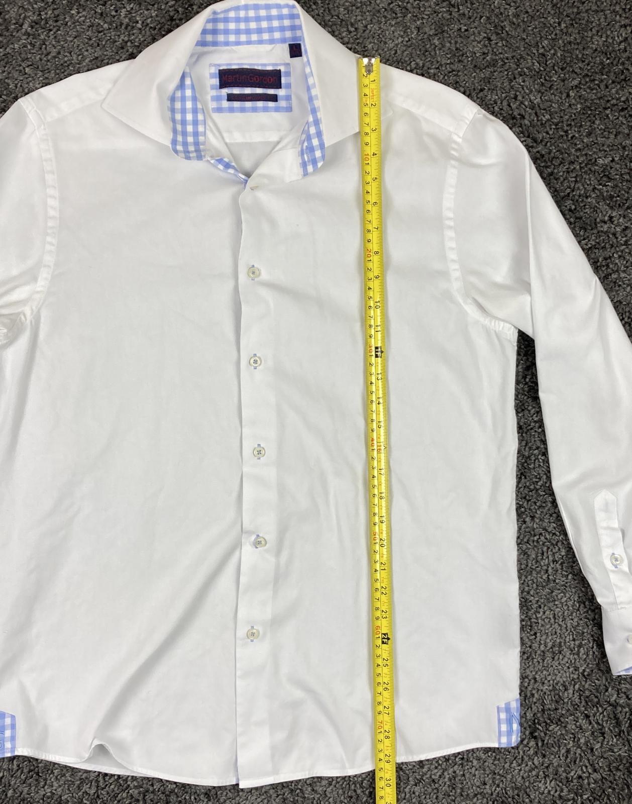 Martin Gordon Dress Shirt Men's White Checkered Collar Men’s Size L