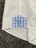 Martin Gordon Dress Shirt Men's White Checkered Collar Men’s Size L