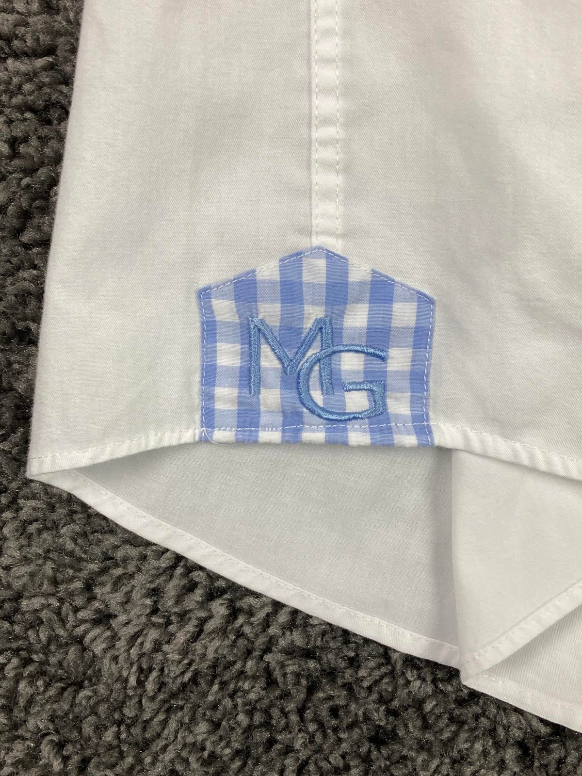 Martin Gordon Dress Shirt Men's White Checkered Collar Men’s Size L