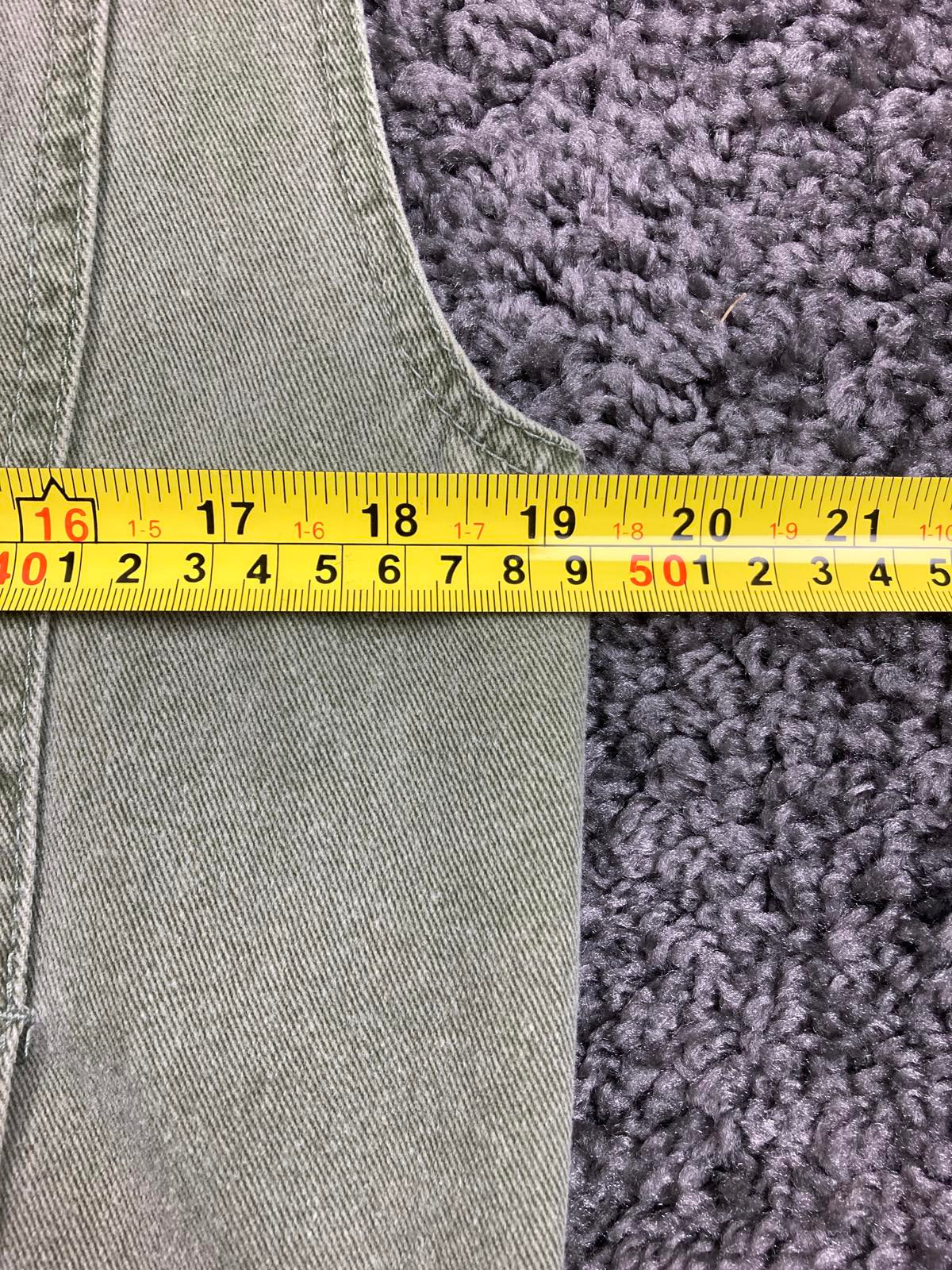 St Michael Vintage Denim Vest Sage Green Snap Front Collared UK 8 100% Cotton