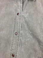 St Michael Vintage Denim Vest Sage Green Snap Front Collared UK 8 100% Cotton
