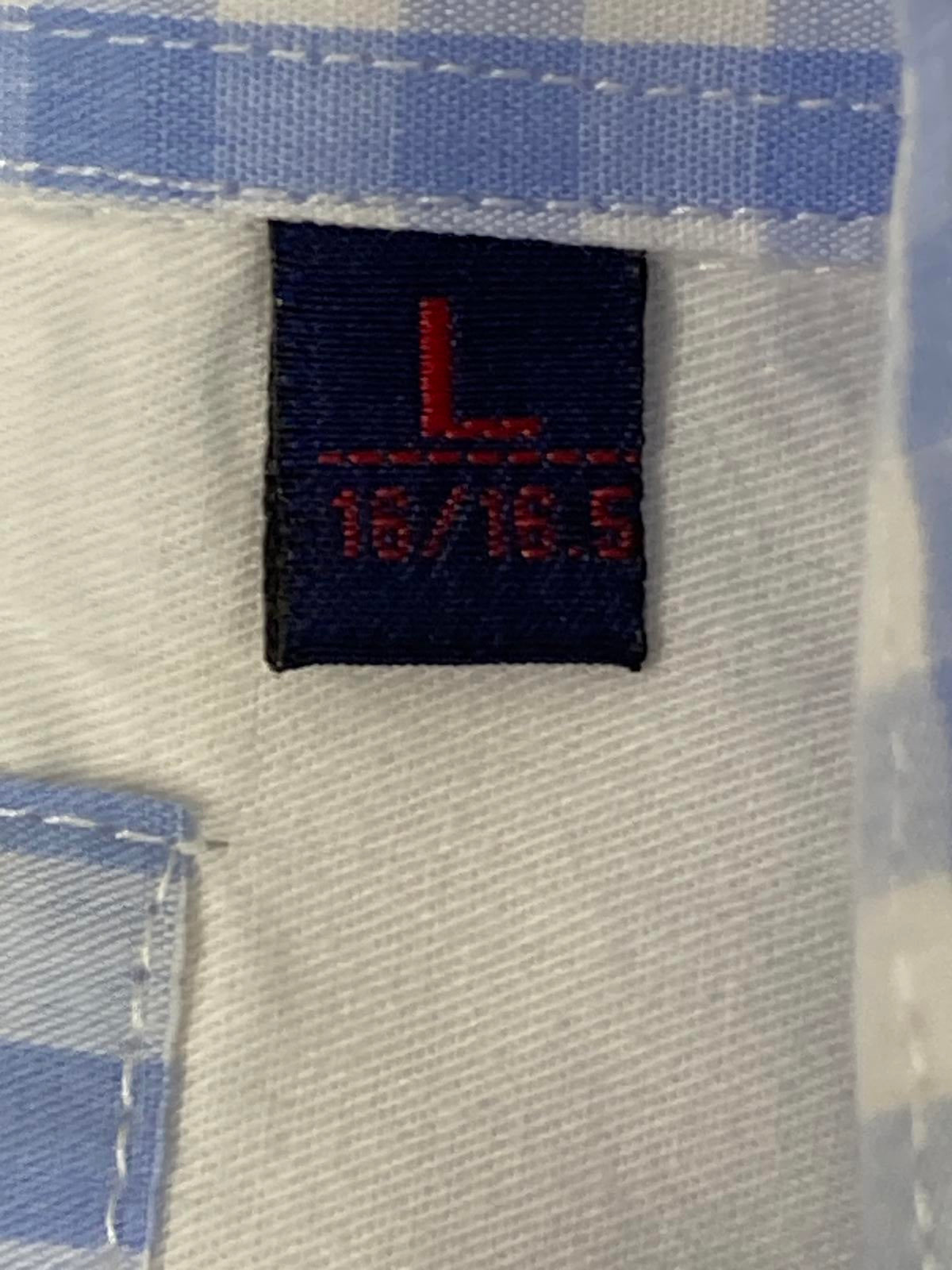 Martin Gordon Dress Shirt Men's White Checkered Collar Men’s Size L