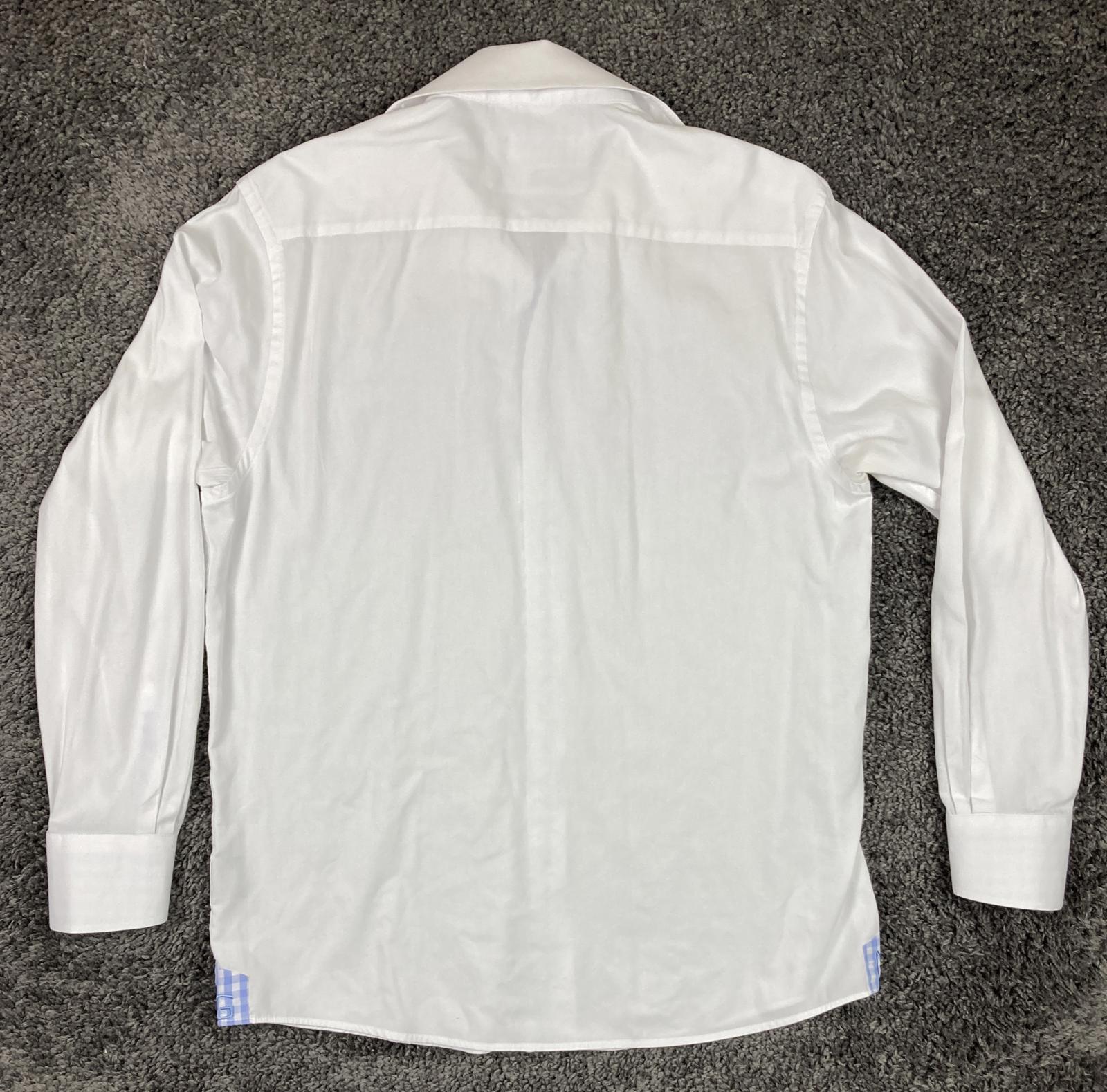 Martin Gordon Dress Shirt Men's White Checkered Collar Men’s Size L