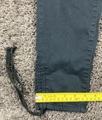 Vntg Jolt Y2K Cargo Pants Black Rhinestone Bling Bolt Drawstring Hem Size 29x28