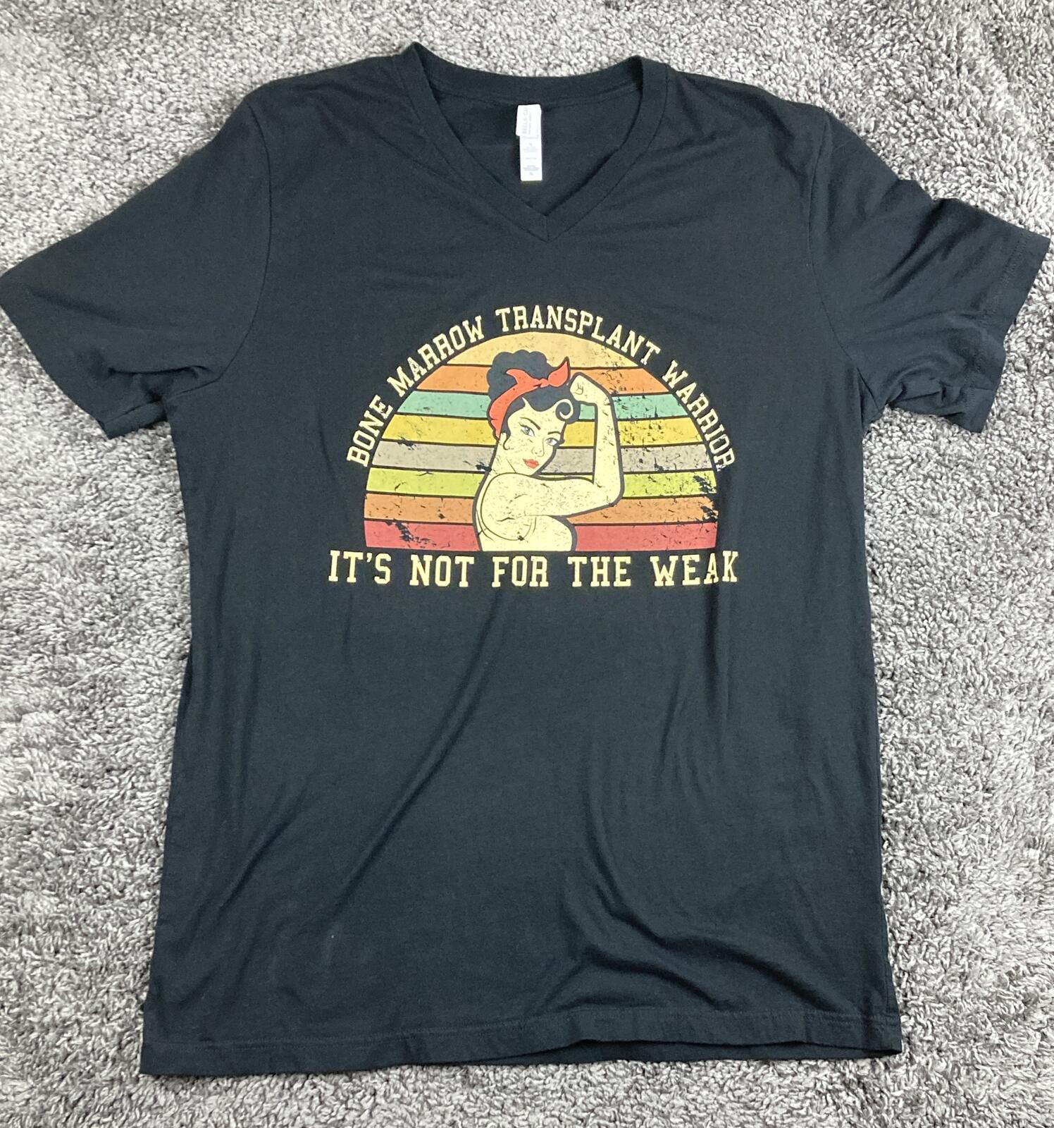 Bone Marrow Transplant Warrior V-Neck Shirt XL Retro Rosie the Riveter Black