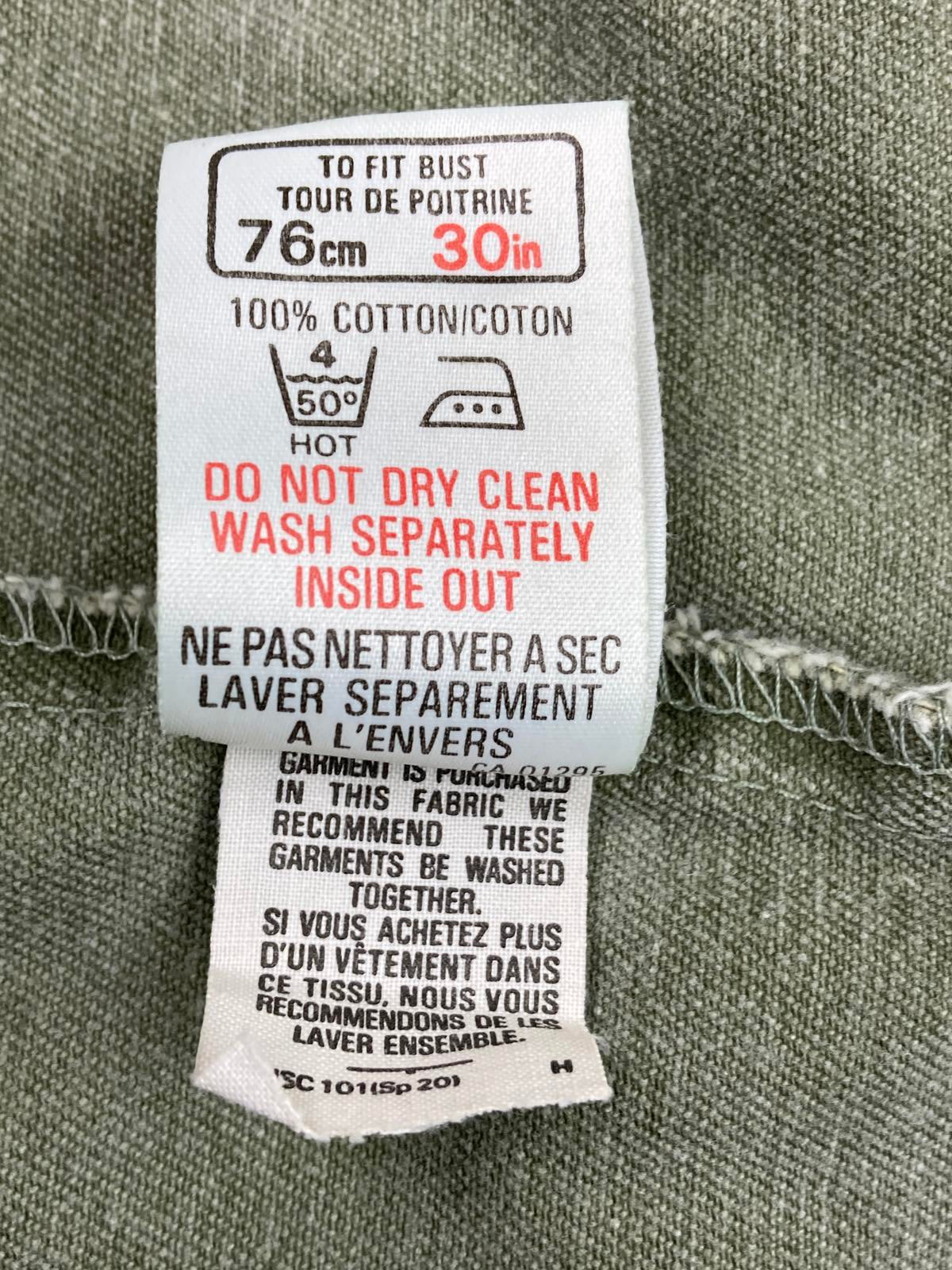 St Michael Vintage Denim Vest Sage Green Snap Front Collared UK 8 100% Cotton
