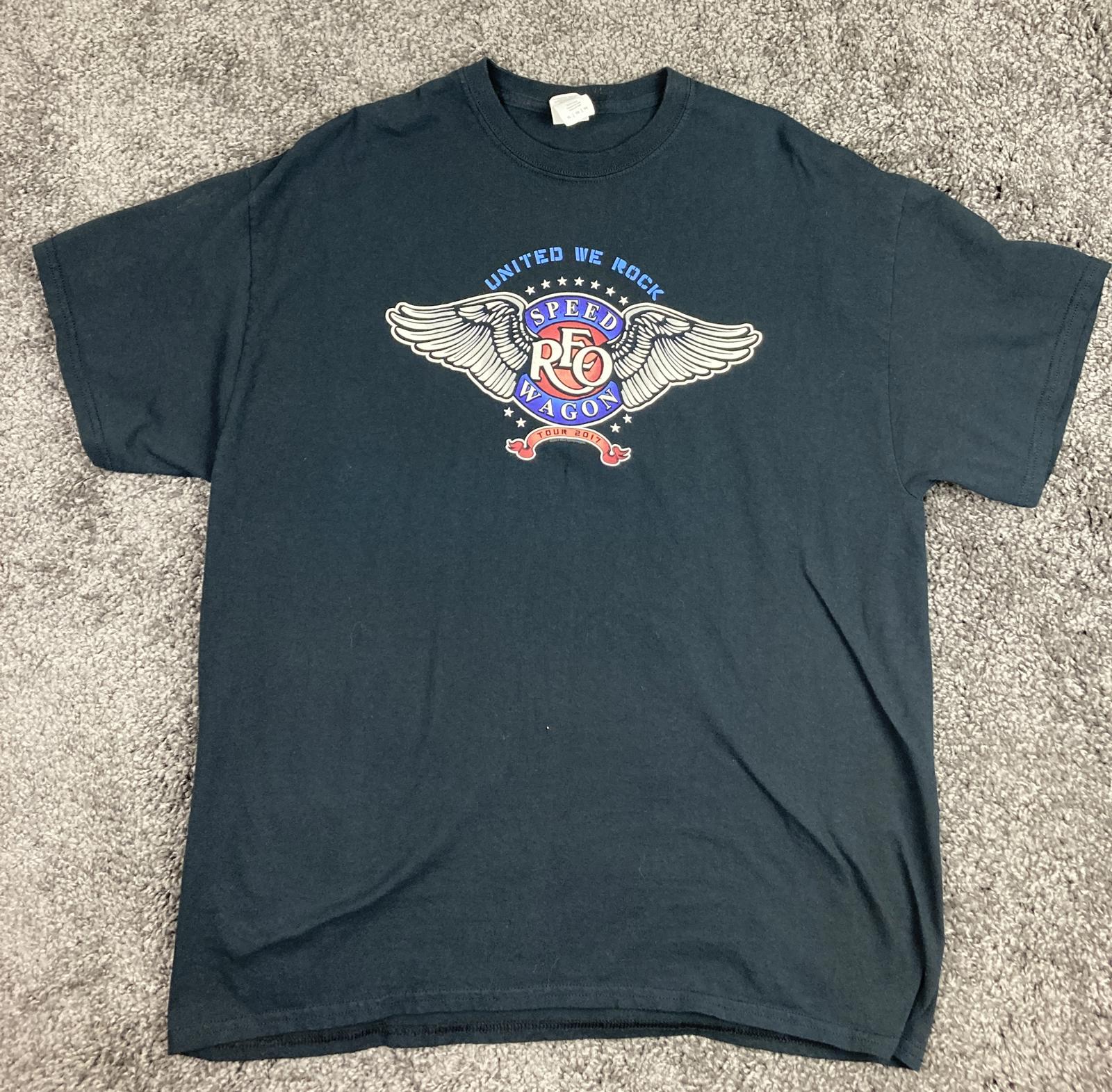 Gildan REO Speedwagon T-Shirt Tour 2017 United We Rock Size XL Black