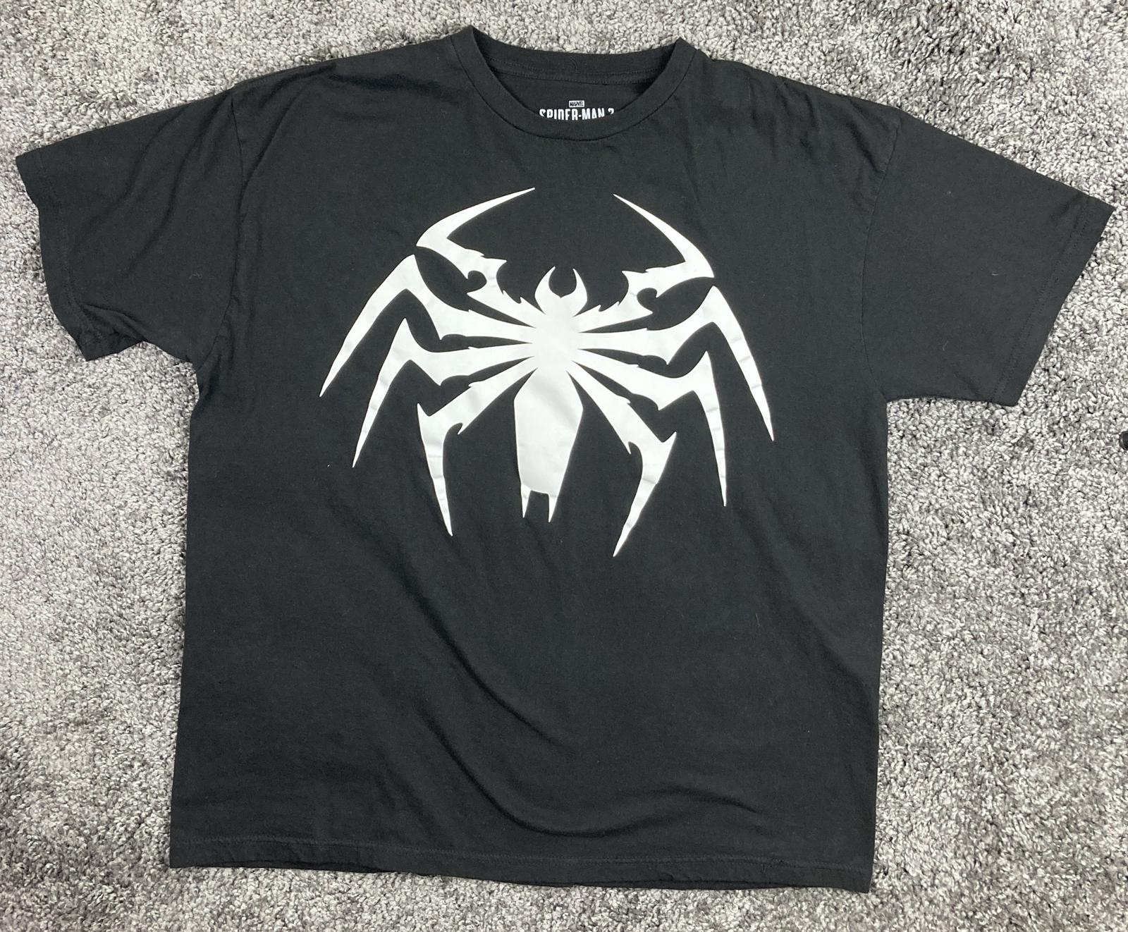 Marvel Spider-Man 2 Venom White Spider Logo T-Shirt Black Men’s XL Mad Engine